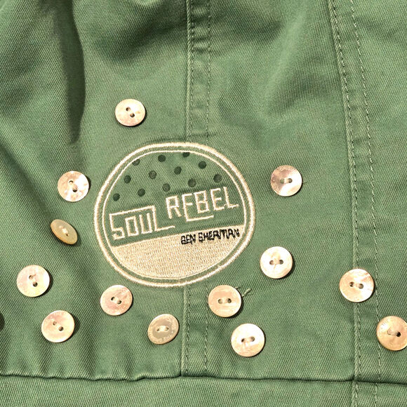 Vintage Ben Sherman "Too Much 2 Young" XL Embellished Military Jacket Punk Ska - Picture 8 of 16